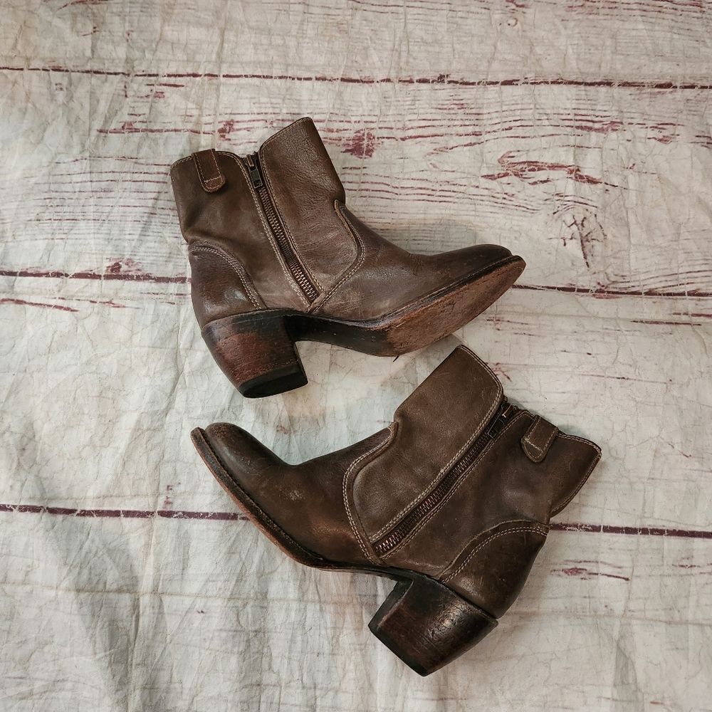 Freebird by Steven South Leather Double Zipper Ankle Boots Size 6